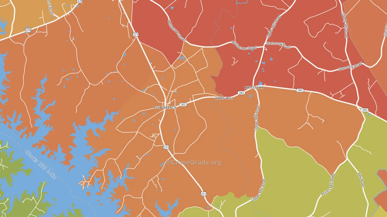 Plum Branch, SC Map of Vandalism Rates