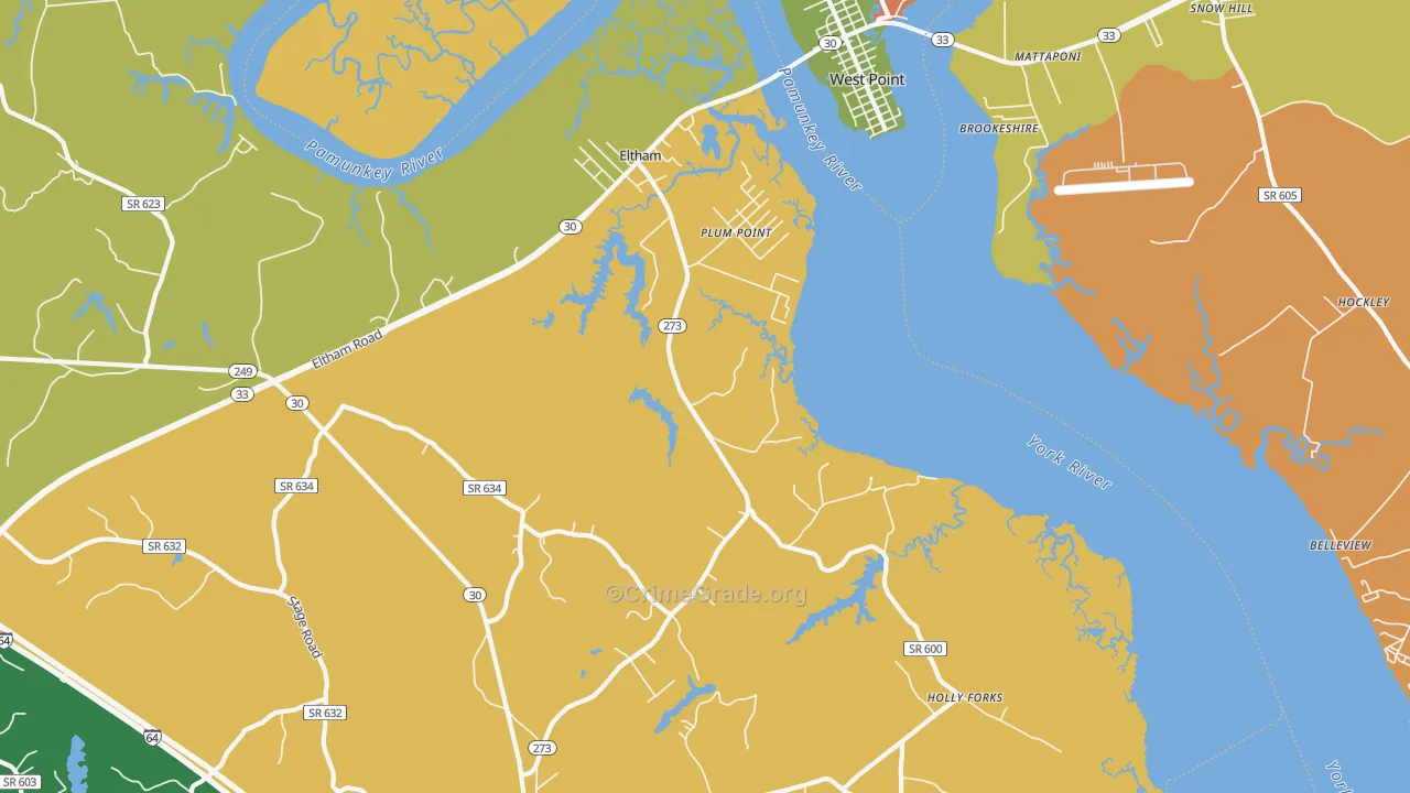 Plum Point, VA Map of Vandalism Rates