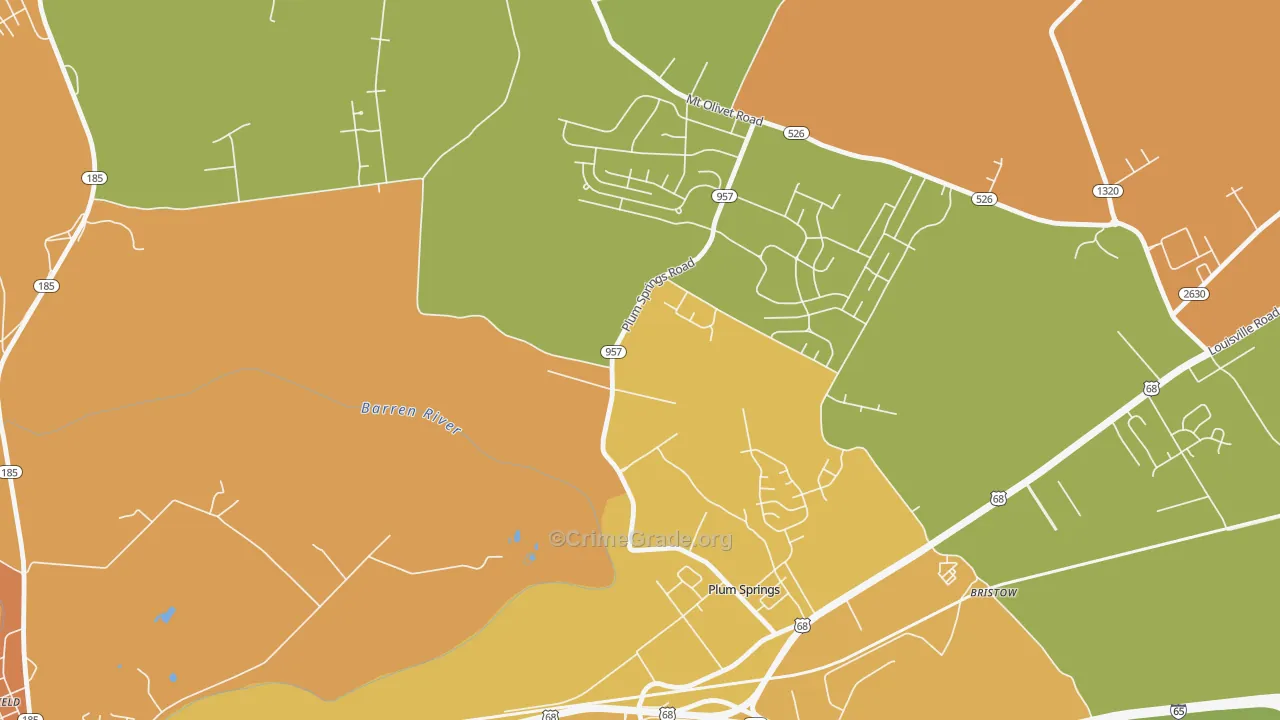 Plum Springs, KY Map of Vandalism Rates
