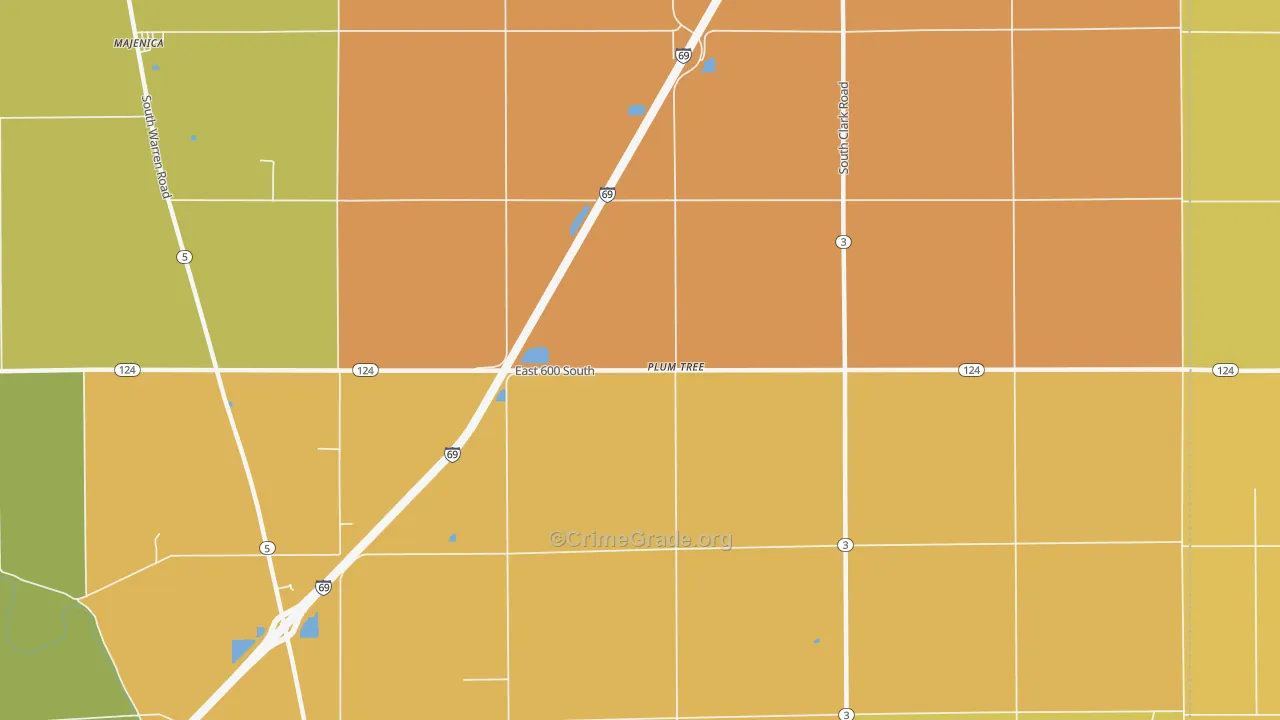Plum Tree, IN Map of Vandalism Rates