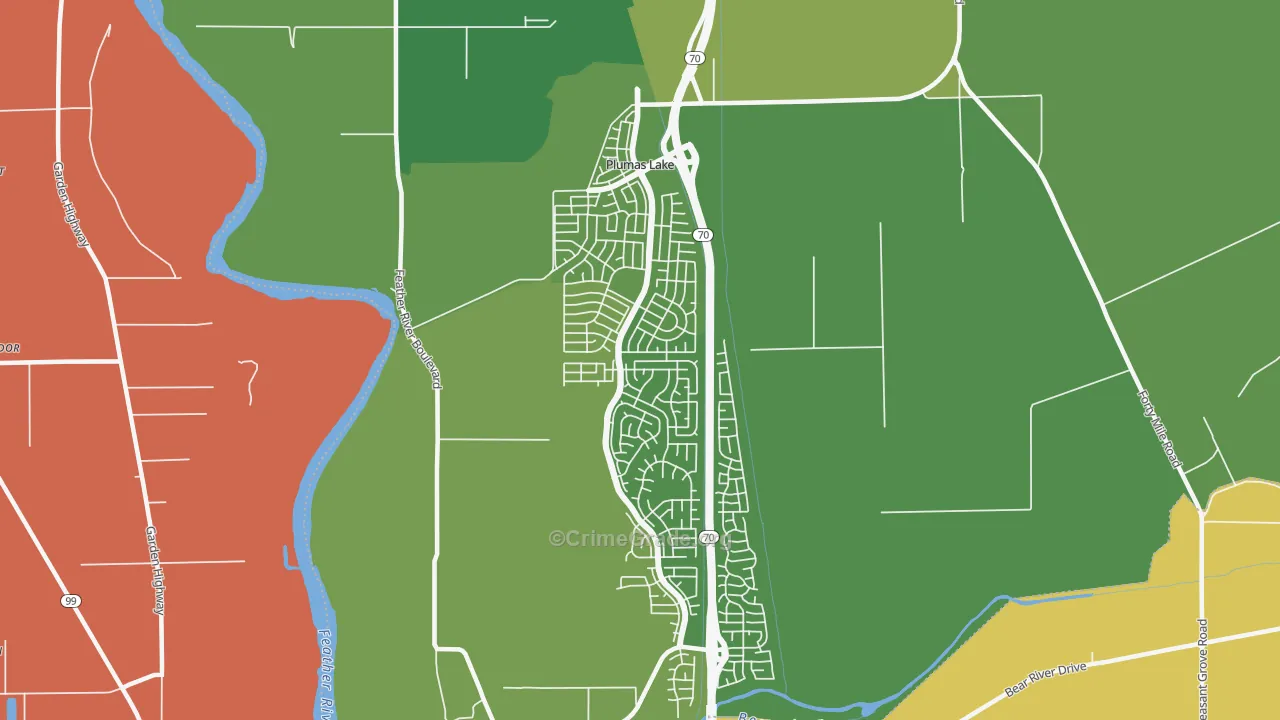 Plumas Lake, CA Map of Vandalism Rates