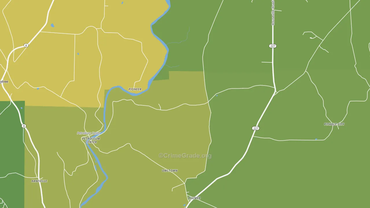 Plumer, PA Map of Vandalism Rates
