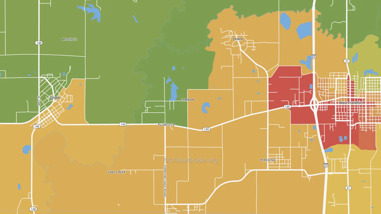 Plumfield, IL Map of Vandalism Rates