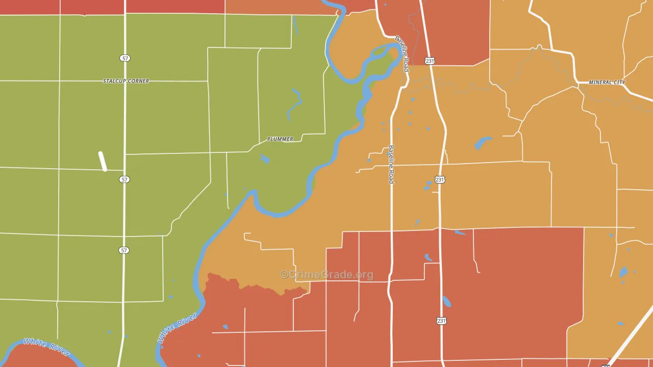 Plummer, IN Map of Vandalism Rates