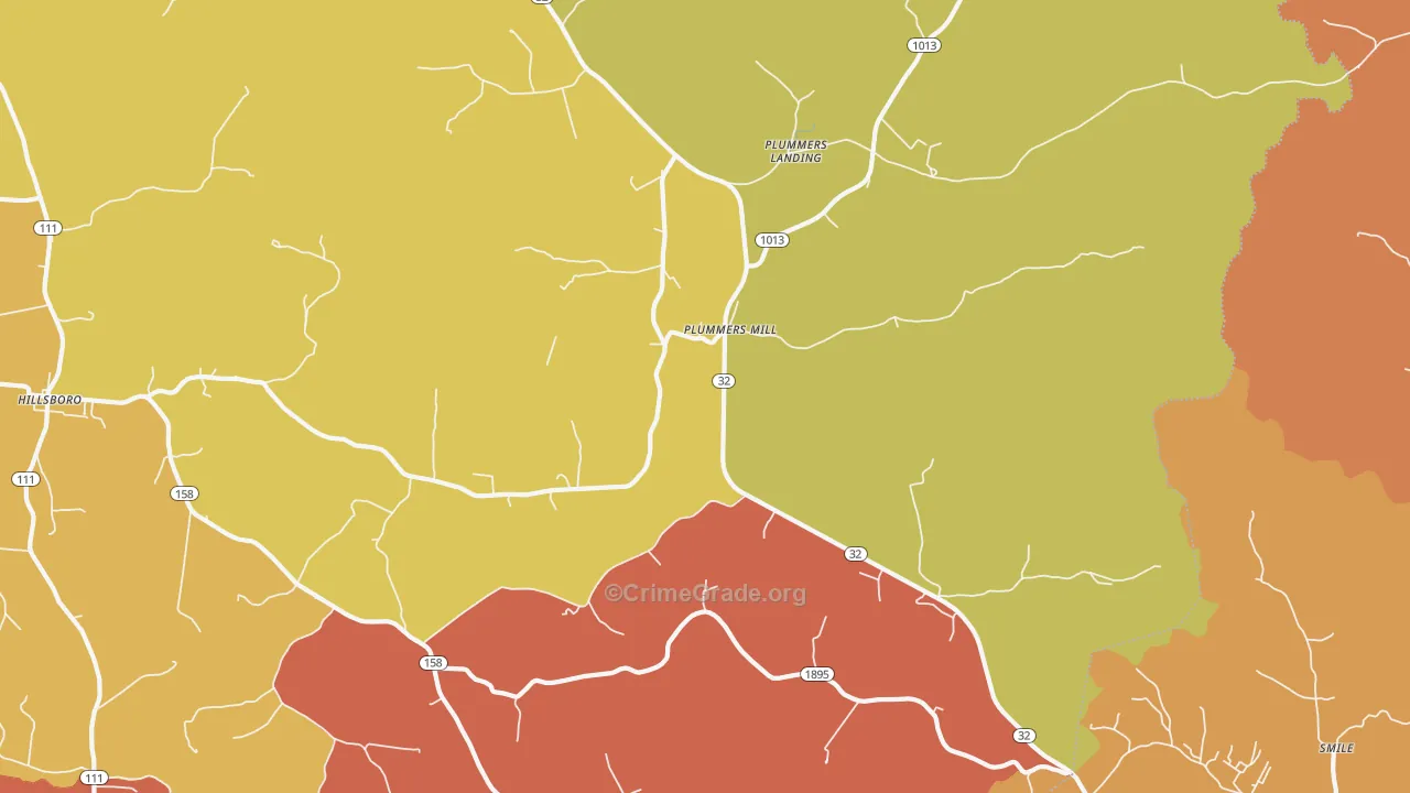 Plummers Mill, KY Map of Vandalism Rates