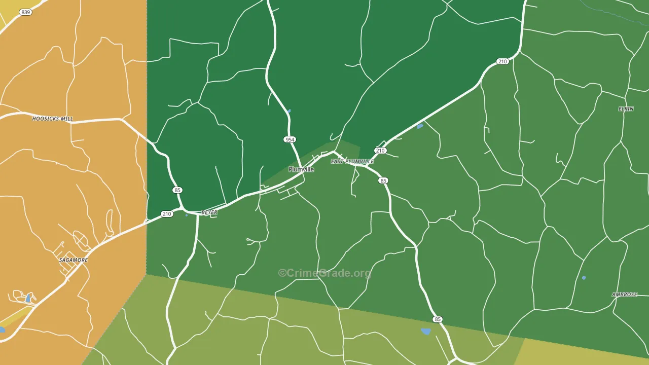 Plumville, PA Map of Vandalism Rates