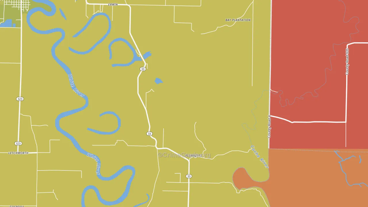 Plunketts, AR Map of Vandalism Rates