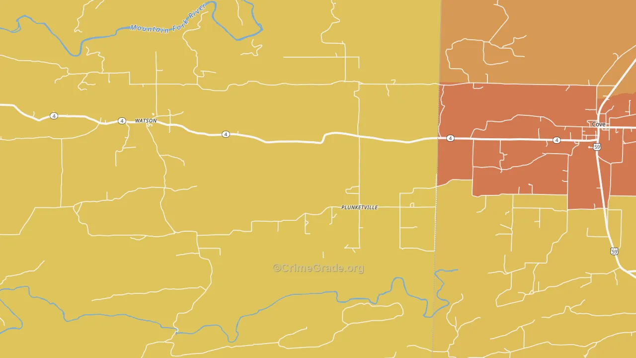 Plunketville, OK Map of Vandalism Rates