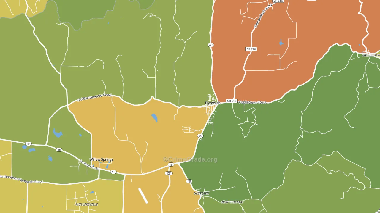 Plymouth, CA Map of Vandalism Rates