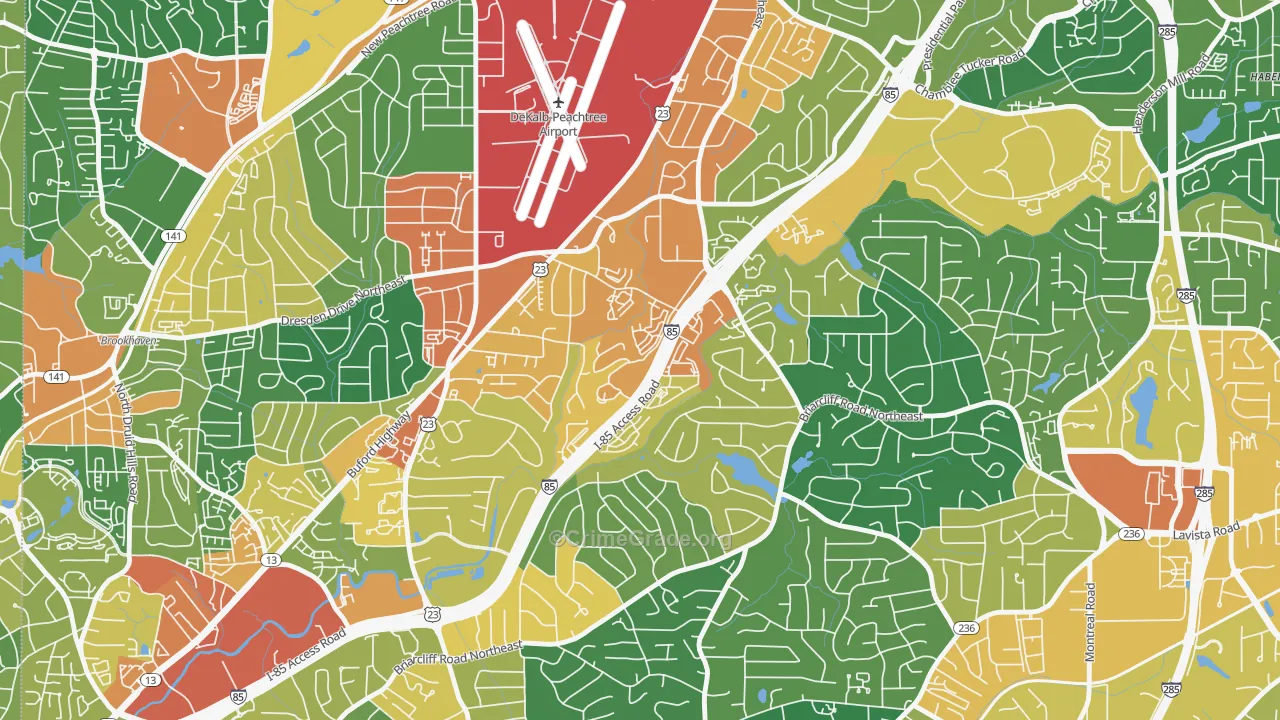 Plymouth Colony, Atlanta, GA Map of Vandalism Rates
