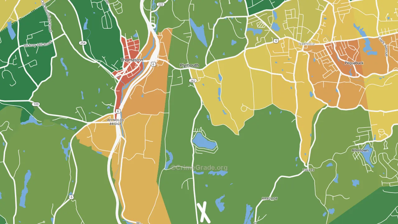 Plymouth, CT Map of Vandalism Rates