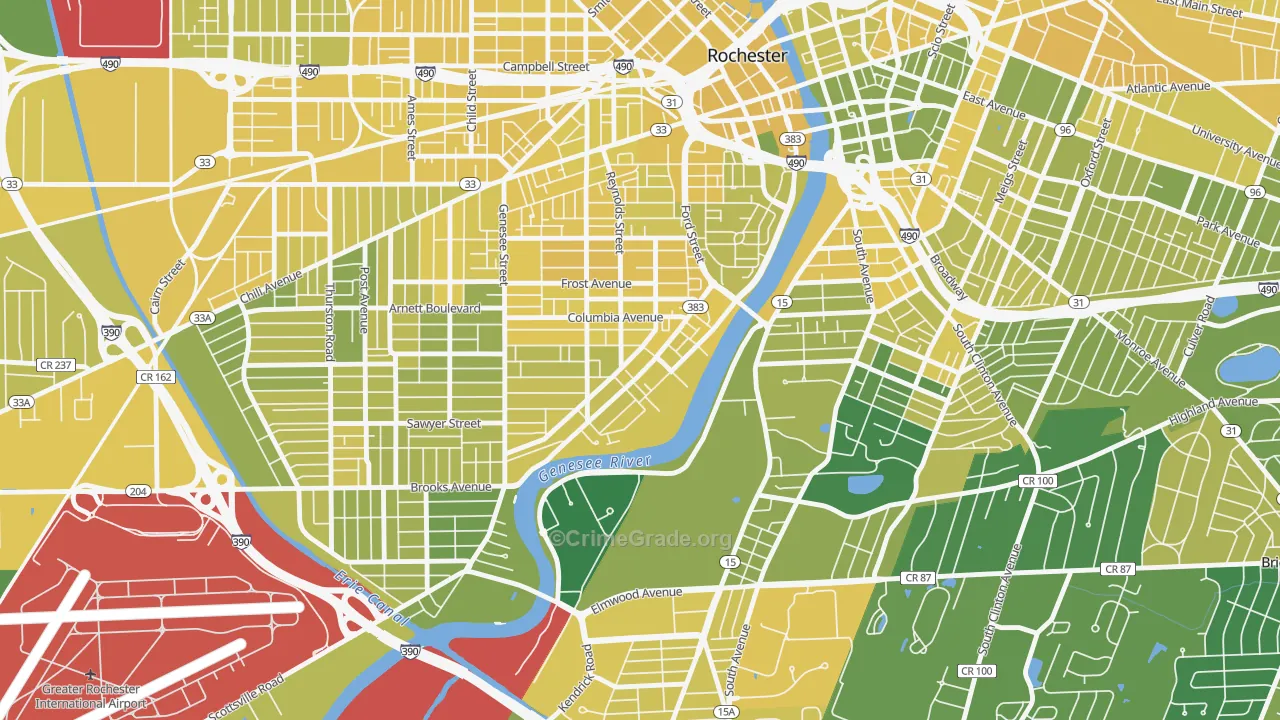 Plymouth-Exchange, Rochester, NY Map of Vandalism Rates