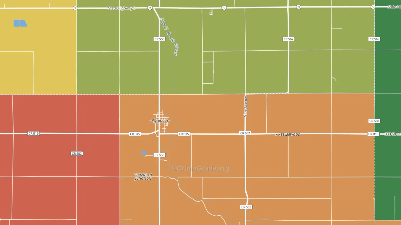 Plymouth, IA Map of Vandalism Rates