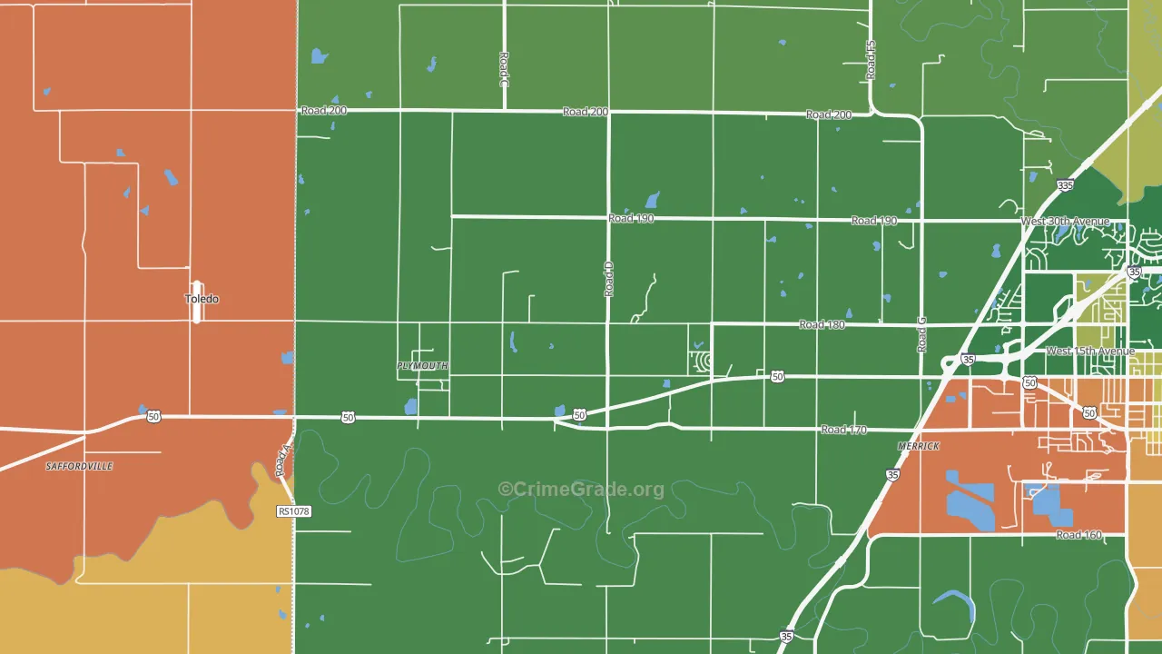 Plymouth, KS Map of Vandalism Rates