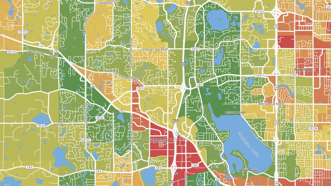 Plymouth, MN Map of Vandalism Rates