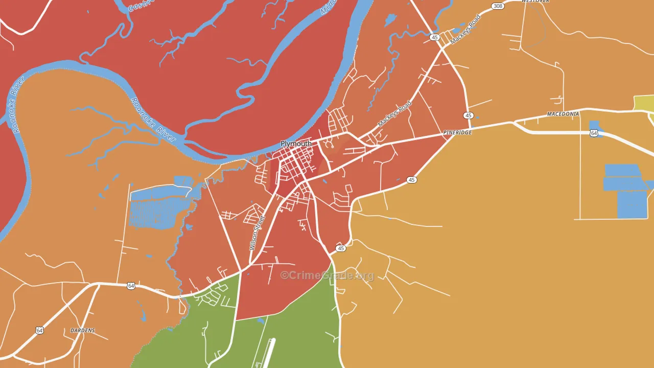 Plymouth, NC Map of Vandalism Rates