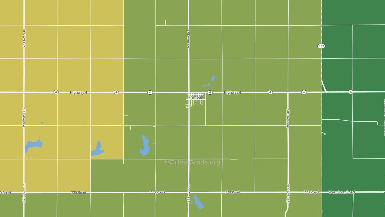 Plymouth, NE Map of Vandalism Rates