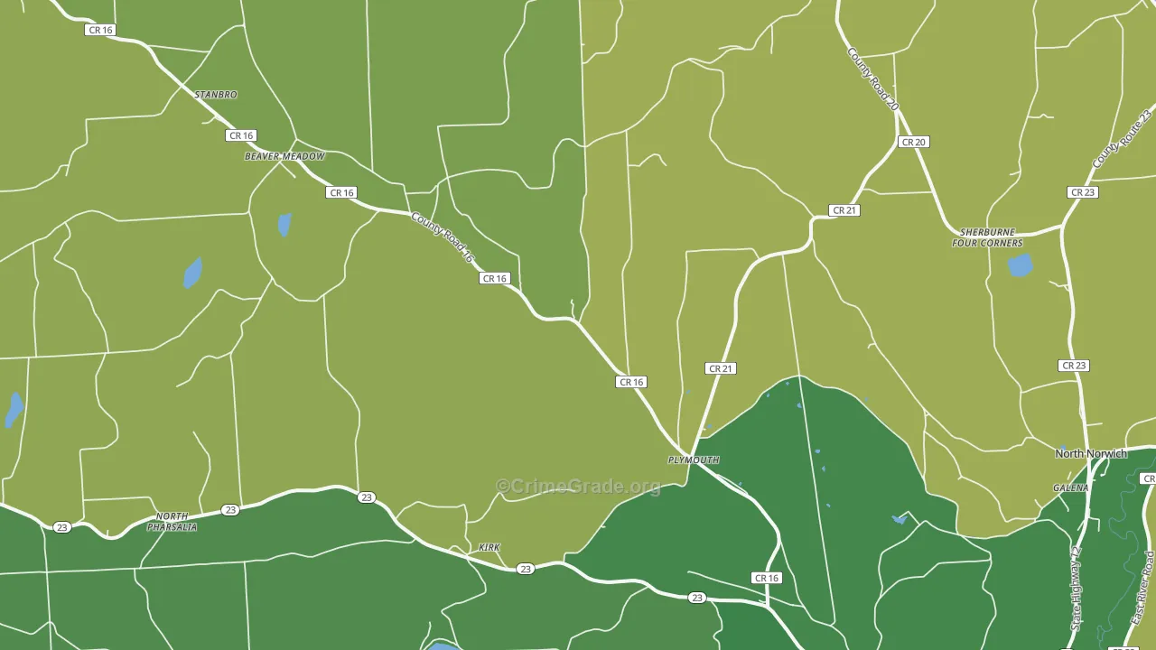 Plymouth, NY Map of Vandalism Rates