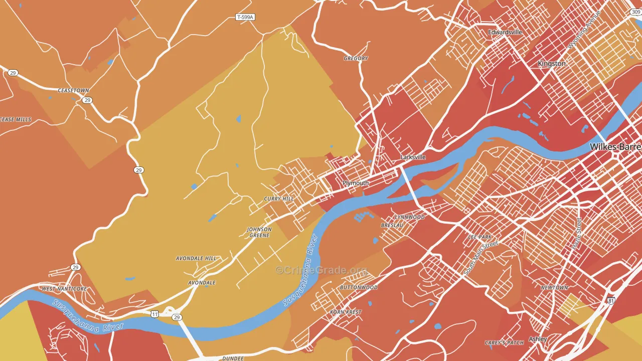 Plymouth, PA Map of Vandalism Rates