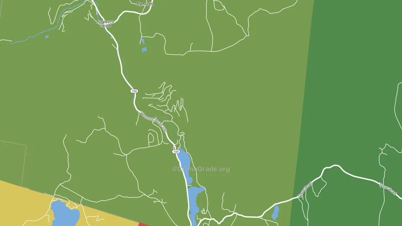 Plymouth, VT Map of Vandalism Rates