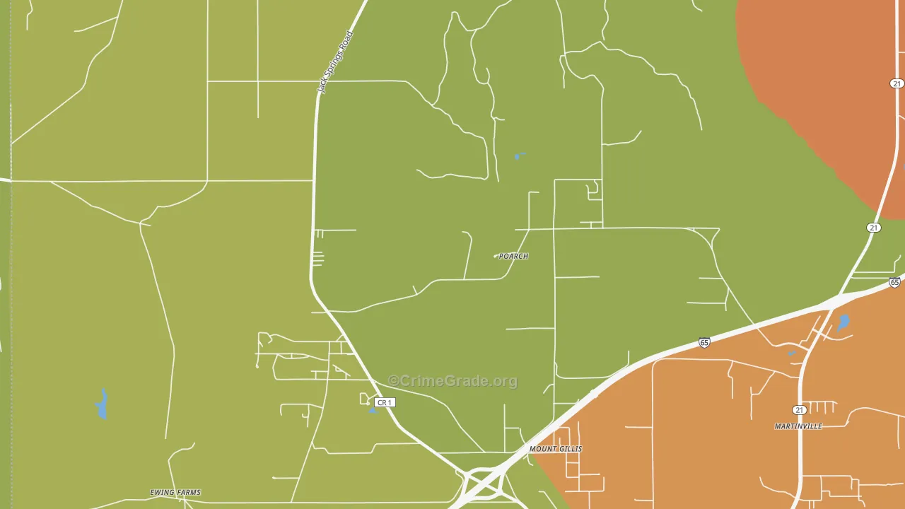 Poarch, AL Map of Vandalism Rates