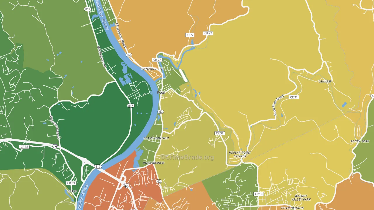 Poca, WV Map of Vandalism Rates