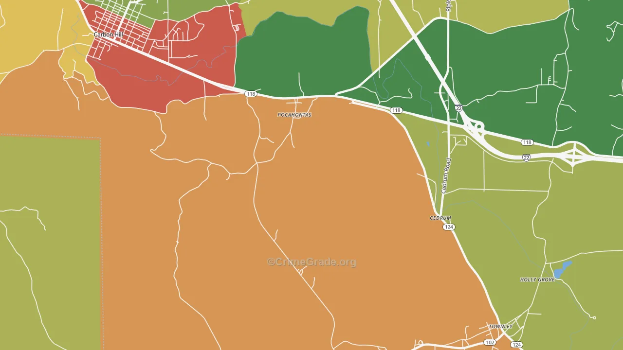 Pocahontas, AL Map of Vandalism Rates