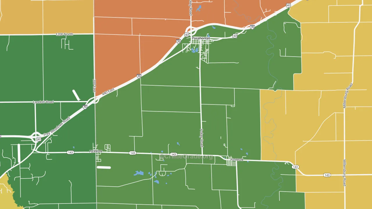 Pocahontas, IL Map of Vandalism Rates