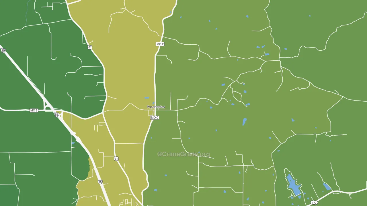 Pocahontas, MO Map of Vandalism Rates