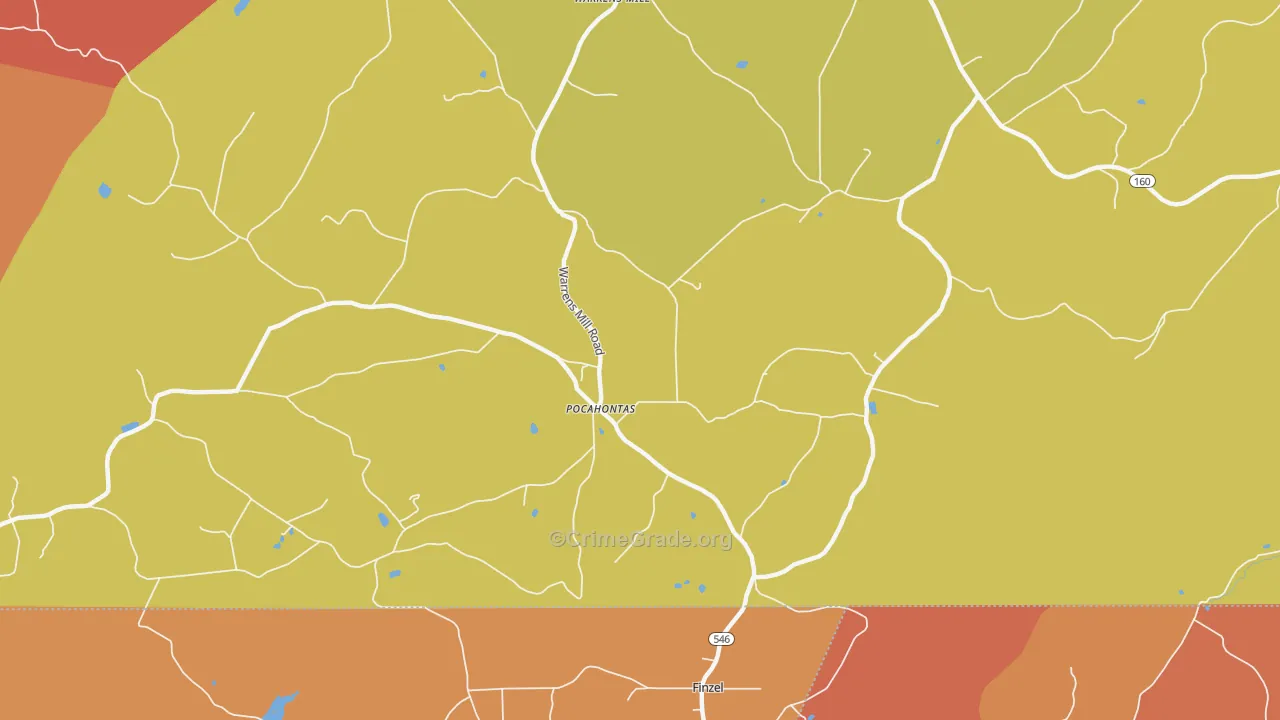 Pocahontas, PA Map of Vandalism Rates