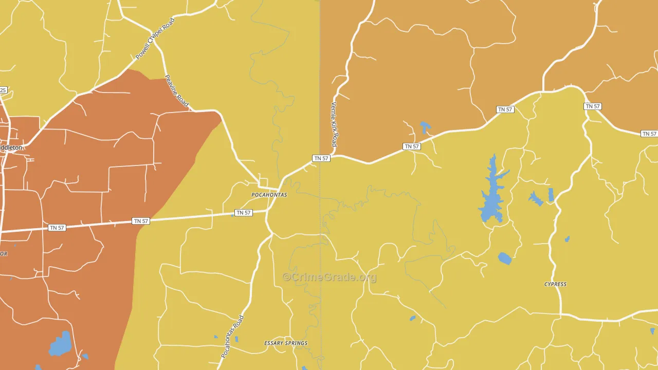 Pocahontas, TN Map of Vandalism Rates