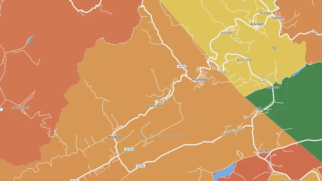 Pocahontas, VA Map of Vandalism Rates