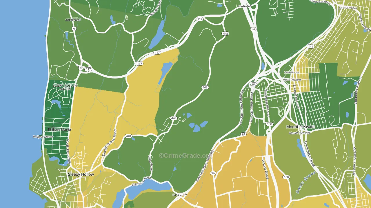 Pocantico Hills, NY Map of Vandalism Rates