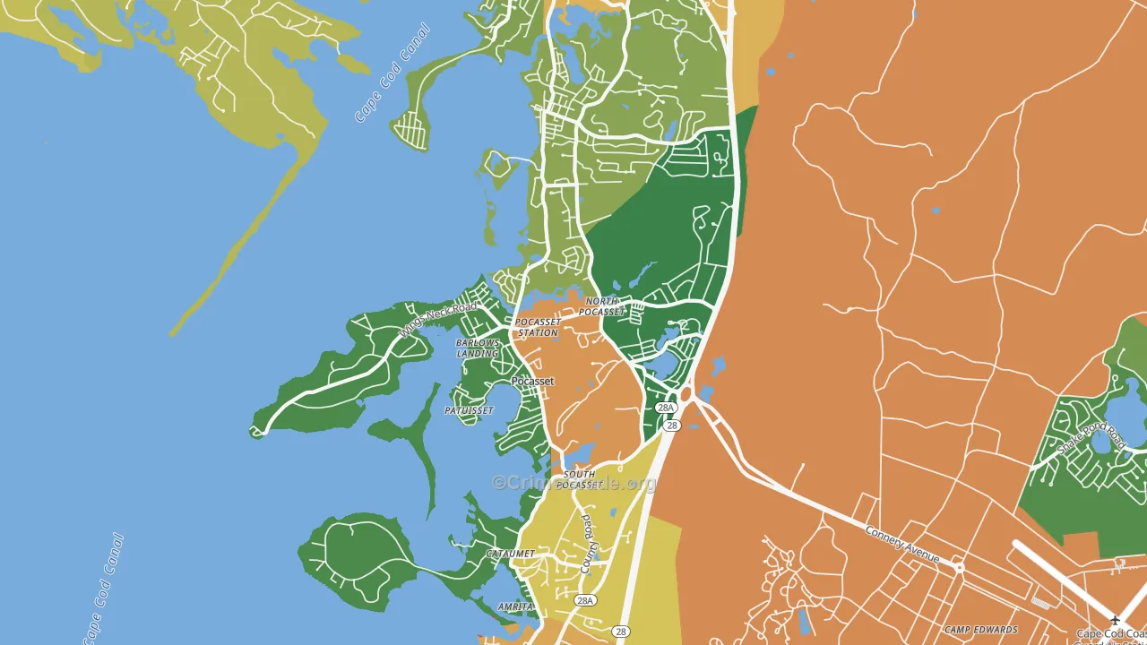 Pocasset, MA Map of Vandalism Rates