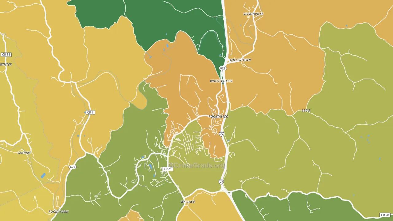 Pocatalico, WV Map of Vandalism Rates
