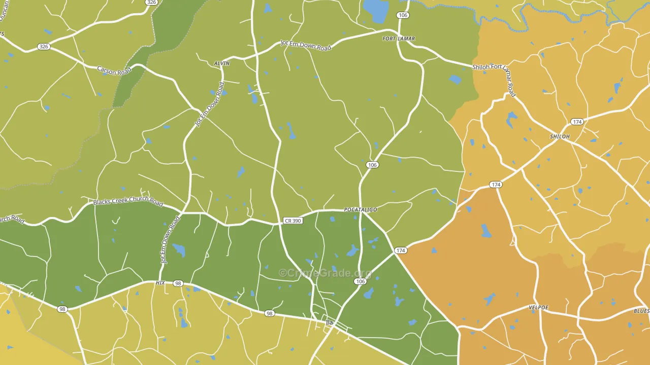Pocataligo, GA Map of Vandalism Rates