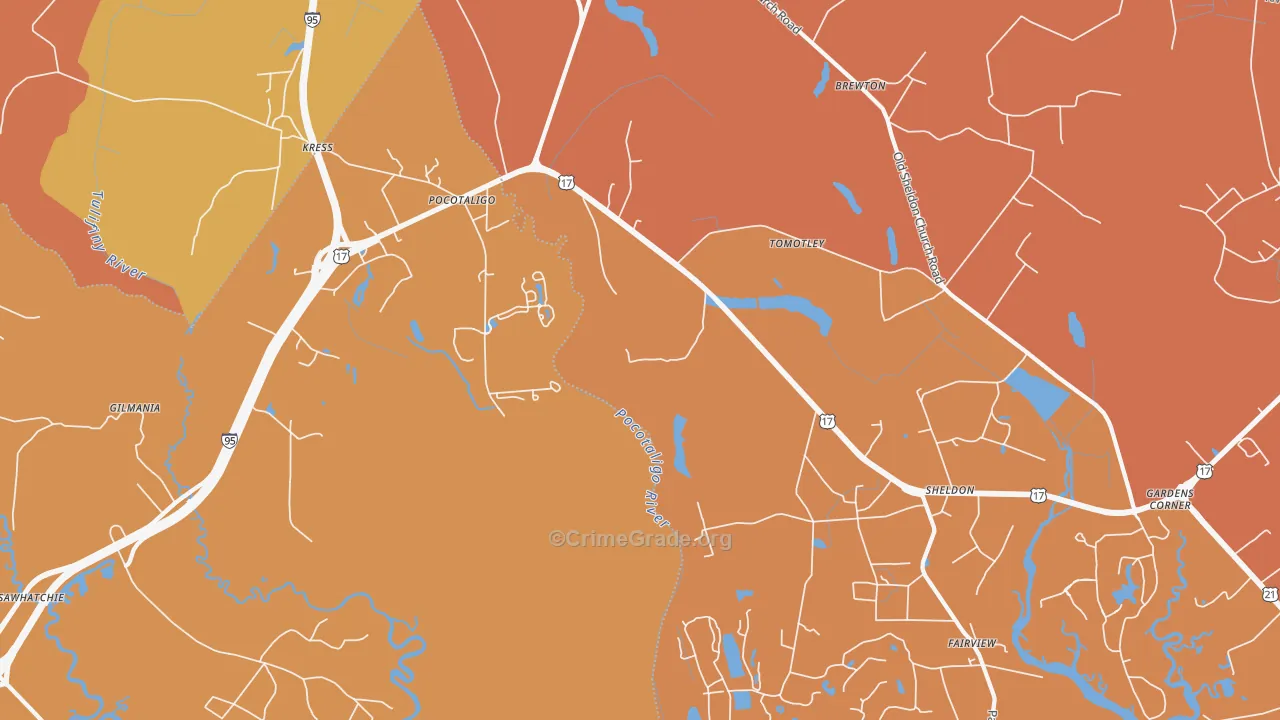 Pocataligo, SC Map of Vandalism Rates