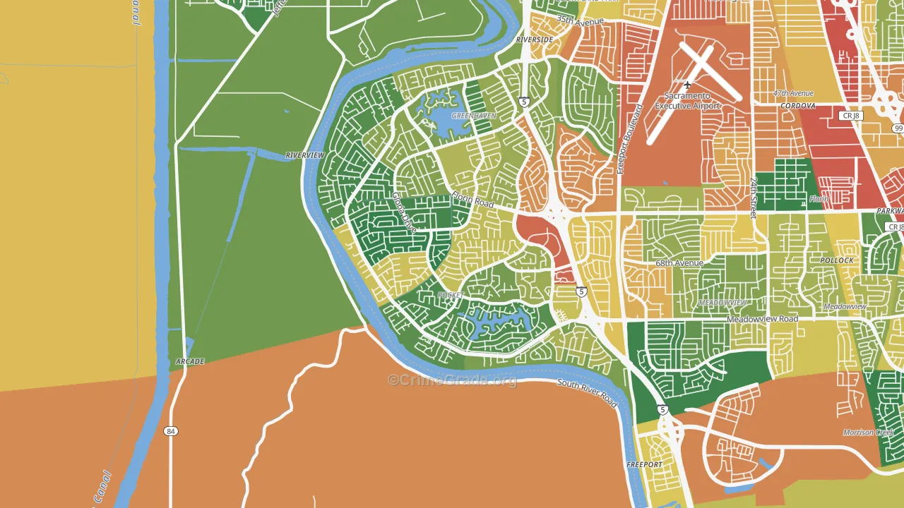 Pocket, Sacramento, CA Map of Vandalism Rates