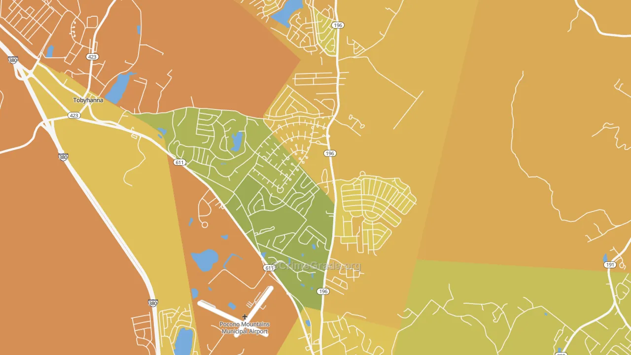 Pocono Farms, Tobyhanna, PA Map of Vandalism Rates