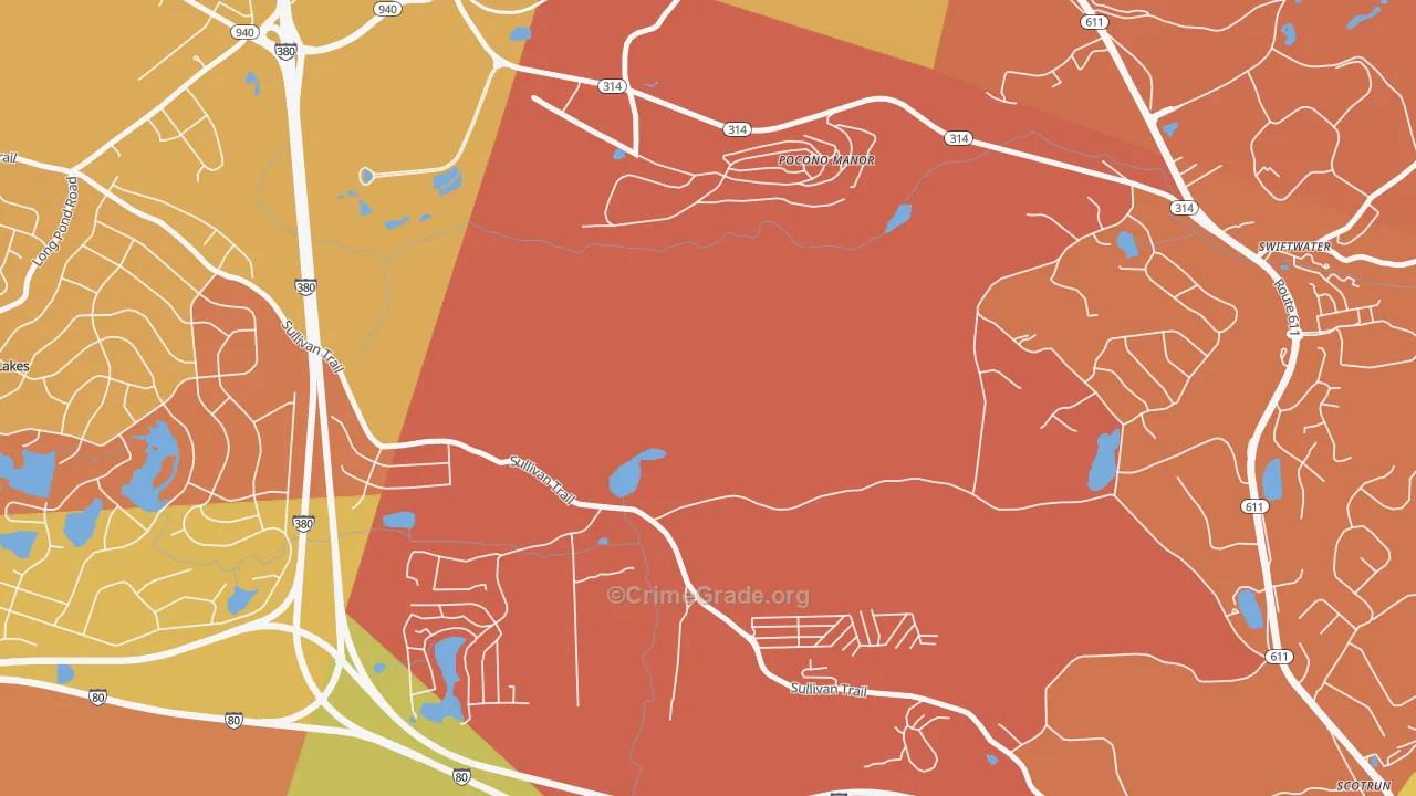 Pocono Manor, PA Map of Vandalism Rates