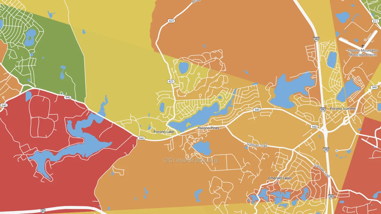 Pocono Pines, PA Map of Vandalism Rates