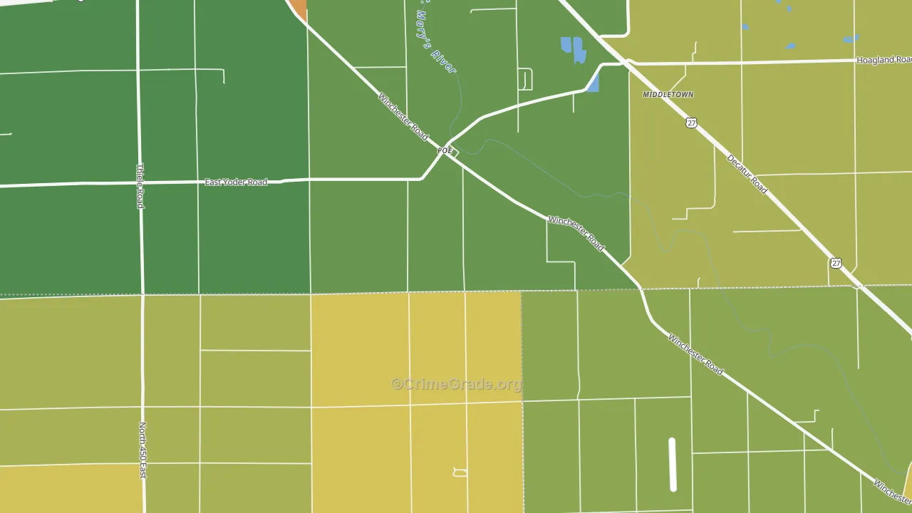 Poe, IN Map of Vandalism Rates