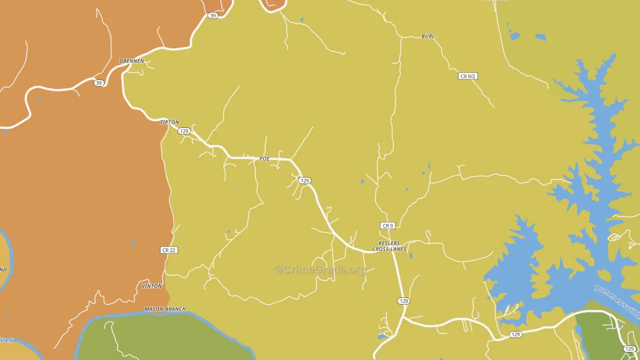 Poe, WV Map of Vandalism Rates