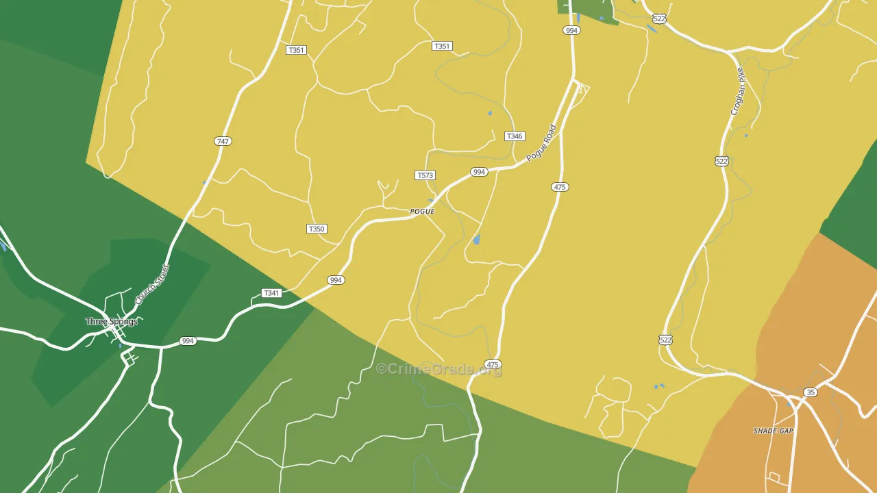 Pogue, PA Map of Vandalism Rates