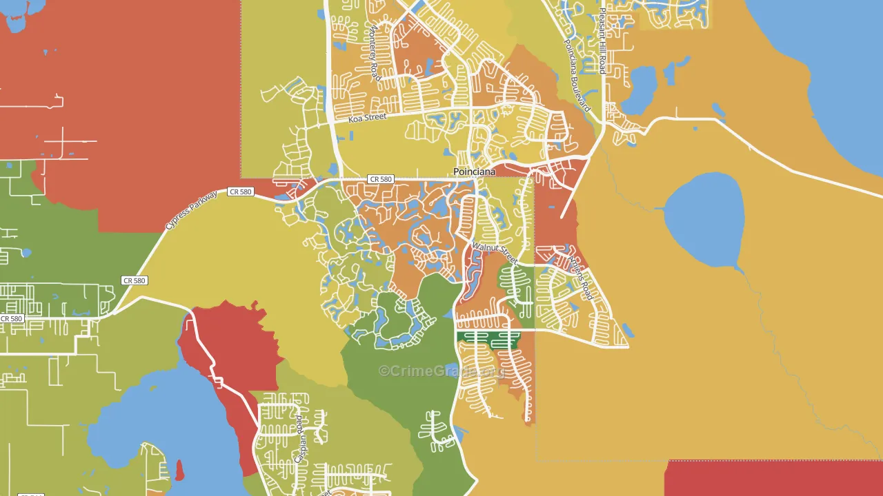 Poinciana, FL Map of Vandalism Rates