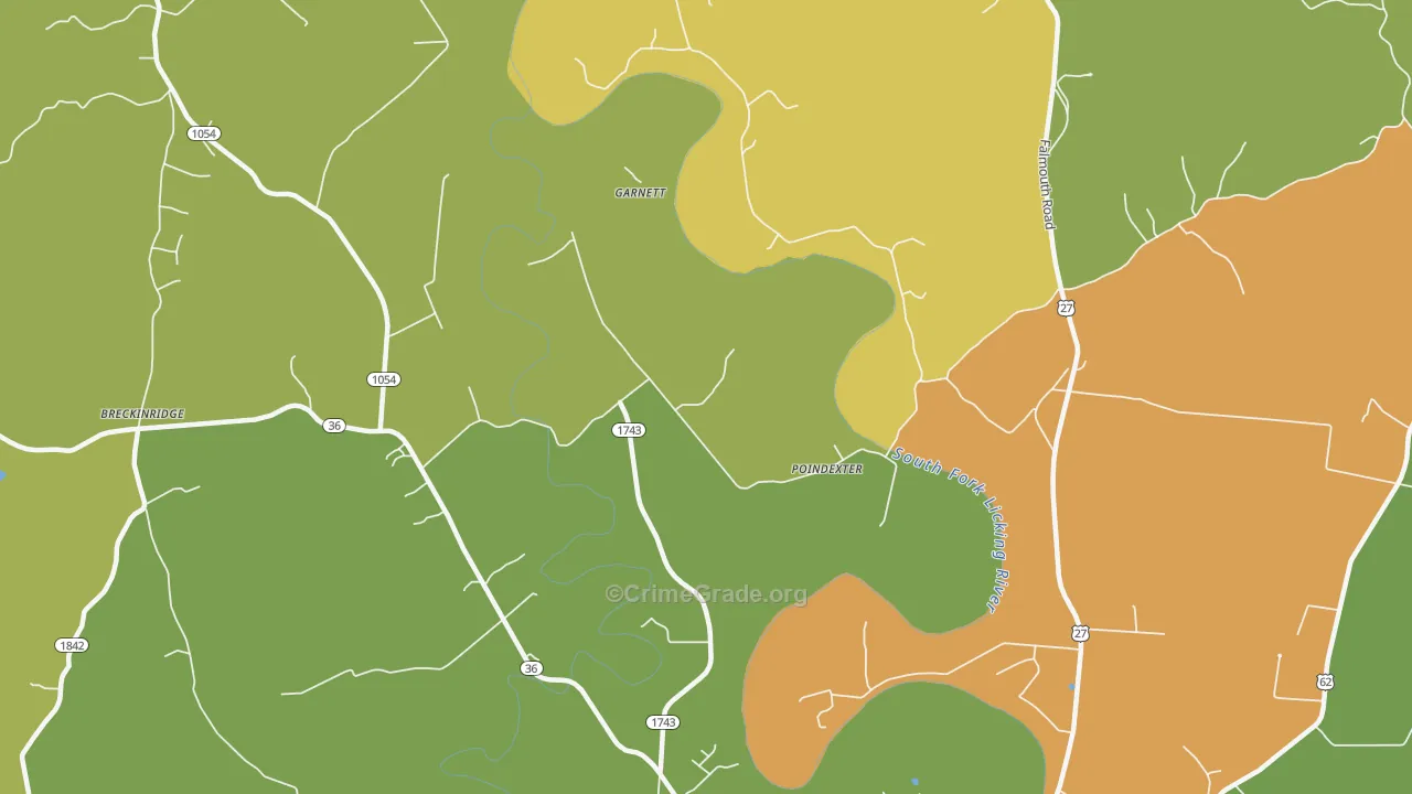 Poindexter, KY Map of Vandalism Rates
