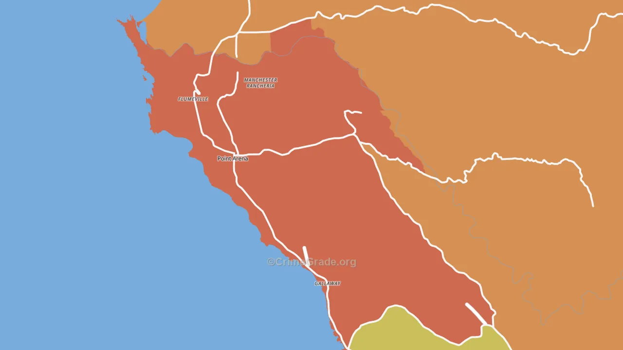 Point Arena, CA Map of Vandalism Rates