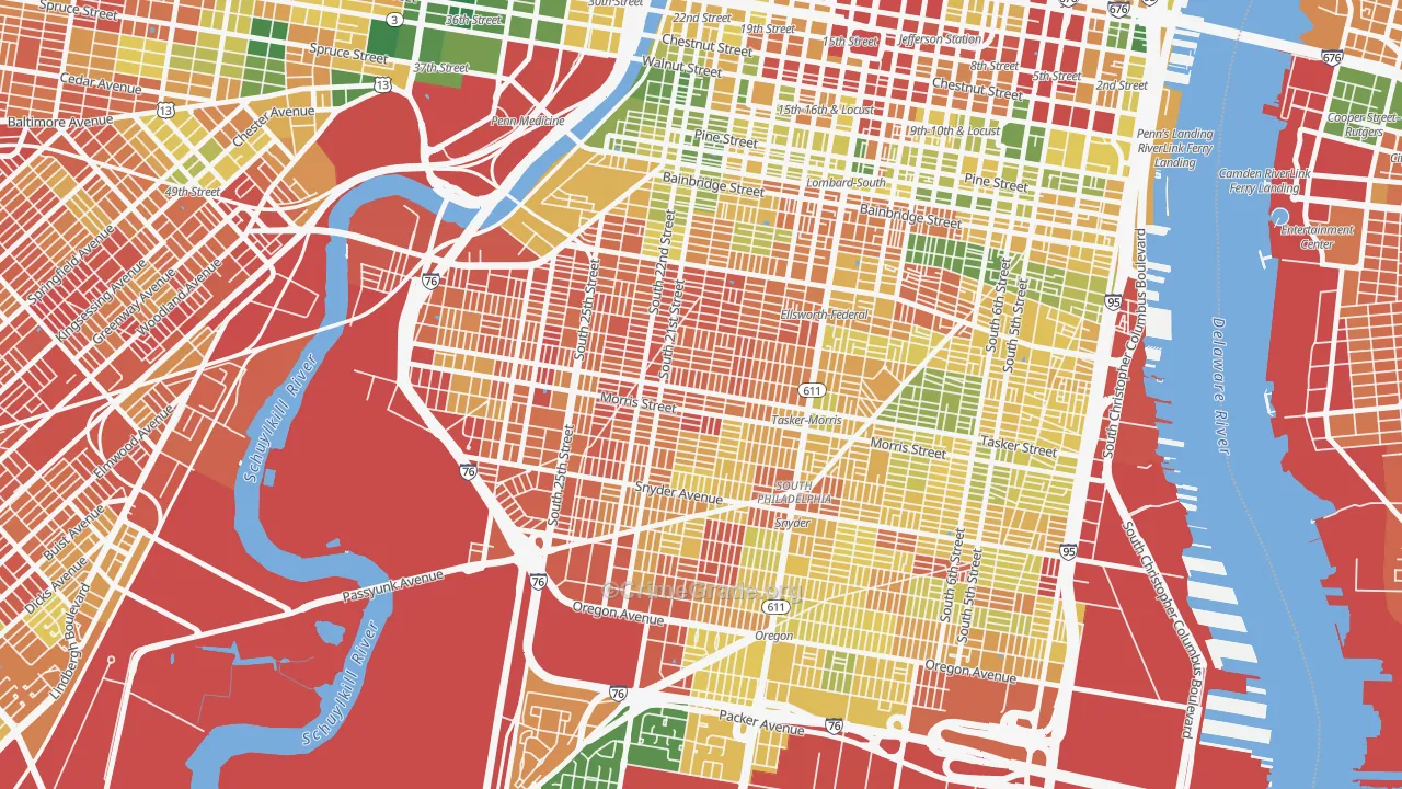 Point Breeze-Philadelphia, Philadelphia, PA Map of Vandalism Rates