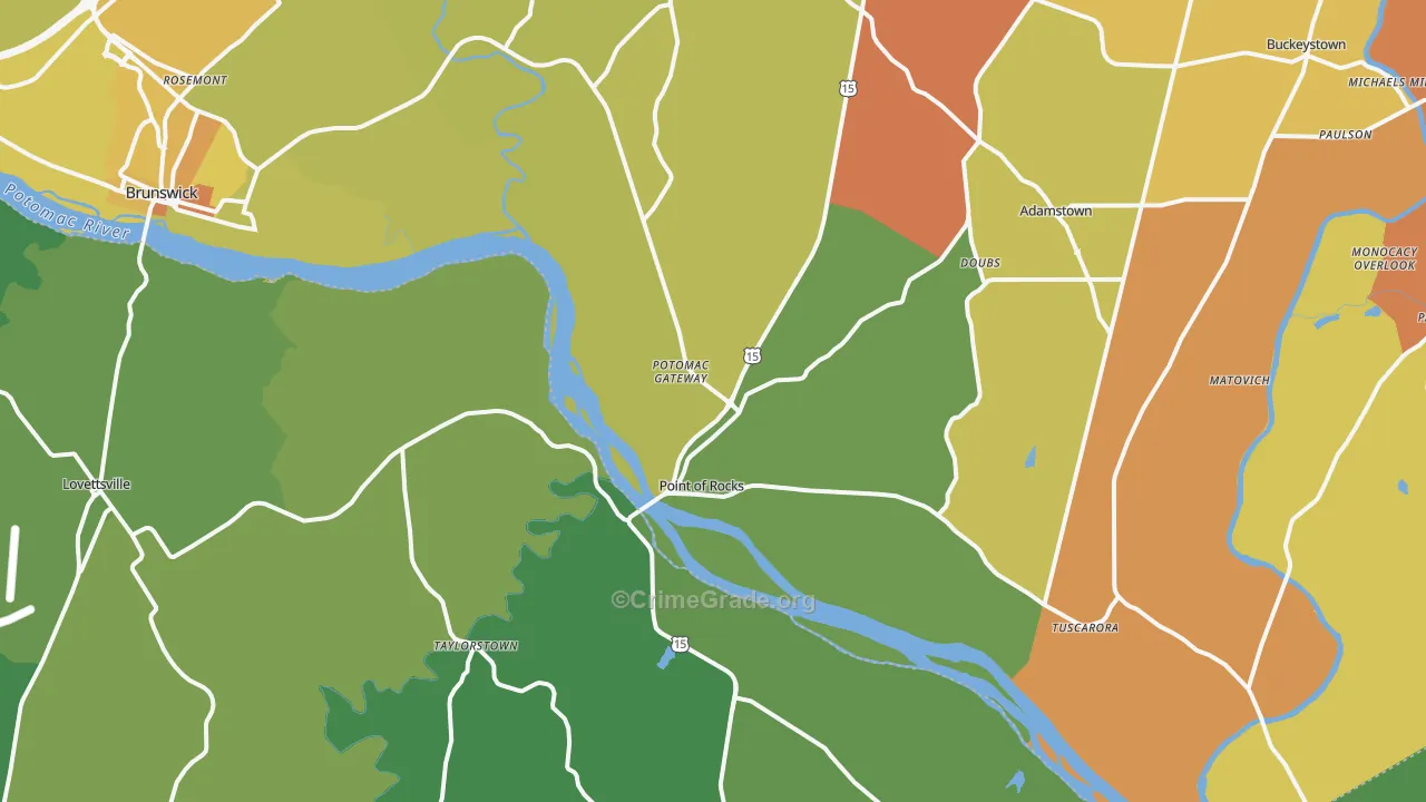 Point Of Rocks, MD Map of Vandalism Rates