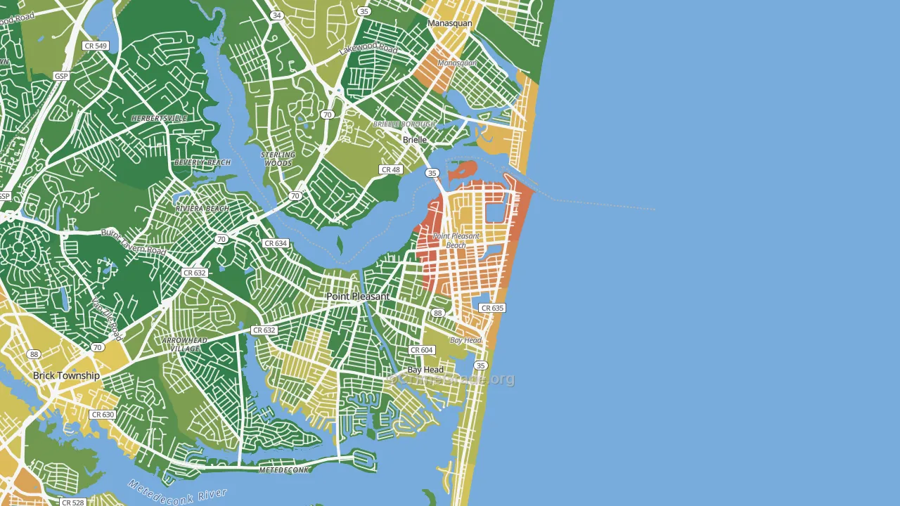 Point Pleasant Beach, NJ Map of Vandalism Rates